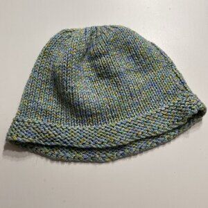 Hand Knitted Beanie Blue Green